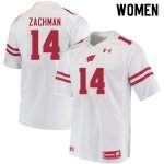 Women's Wisconsin Badgers NCAA #14 Preston Zachman White Authentic Under Armour Stitched College Football Jersey DF31V61GH